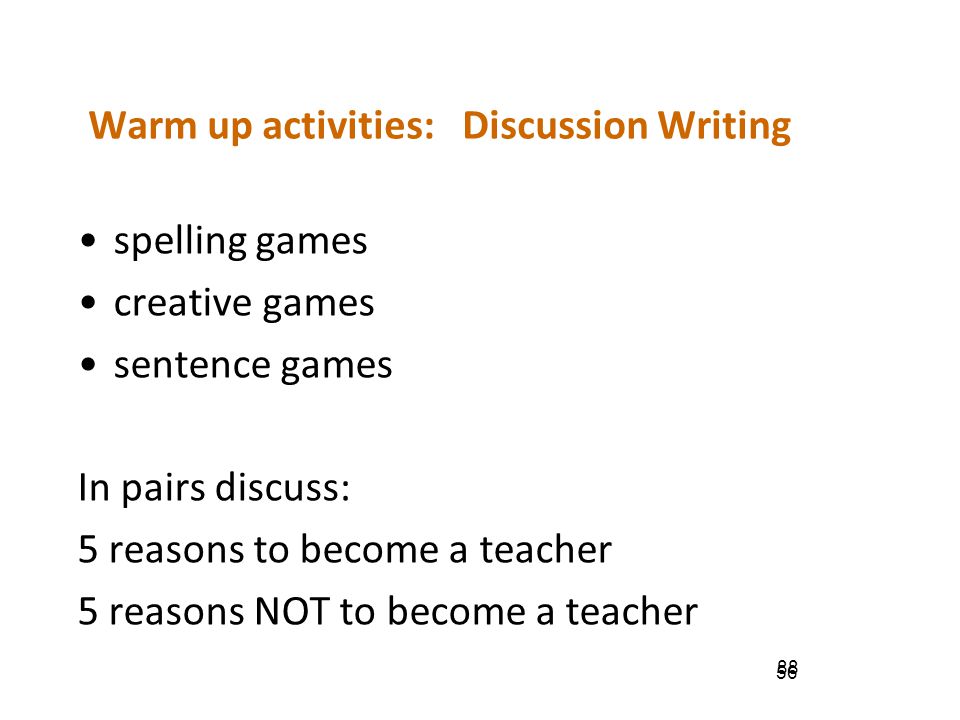 Writing warm-ups and pre-writing games